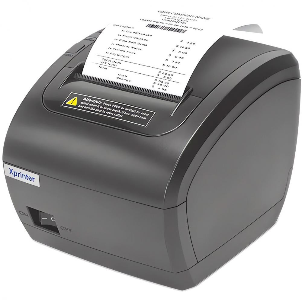 Xprinter XP-Q838L (термодрук, 230 мм/с, стрічка 80 мм, USB+Lan, авторізак, чорний) - зображення 1