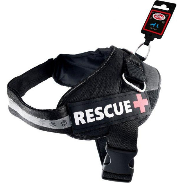 Pet Nova Шлея усиленная  Rescue+ L 65-80 см Чёрная (HA-RESCUE-BL-L) (5903031442175) - зображення 1