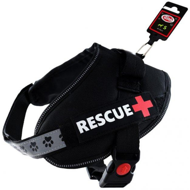 Pet Nova Шлея усиленная  Rescue+ S 45-55 см Чёрная (HA-RESCUE-BL-S) (5903031442151) - зображення 1