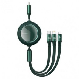   Baseus Bright Mirror Retractable 3 in 1 Micro USB/Lightning/Type-C 100W 1.2m Green (CAMLC-AMJ06)