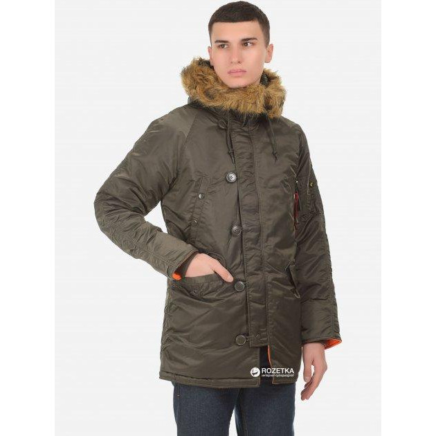 Alpha Industries Парка  Slim Fit N-3B Parka M Replica Grey/Orange - зображення 1