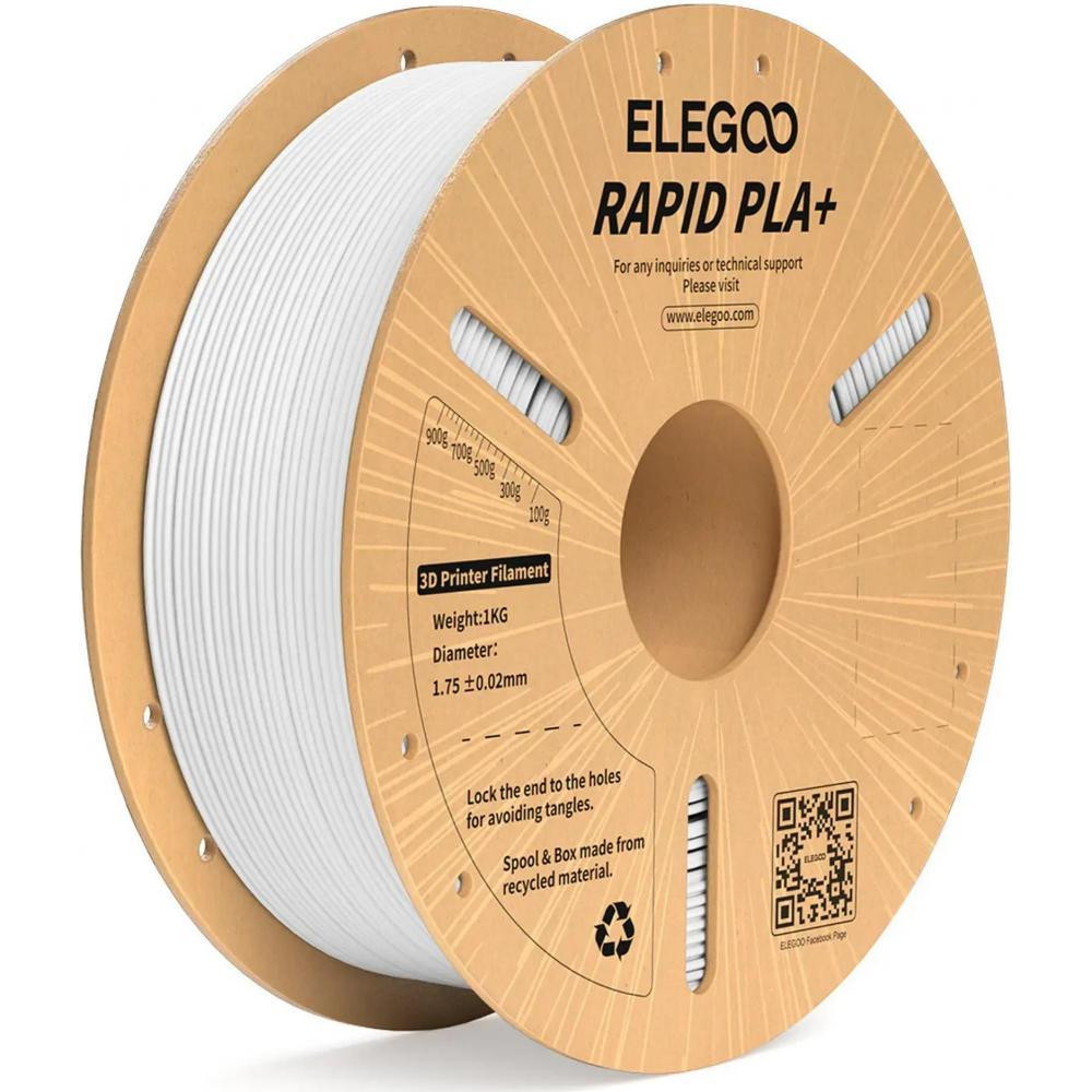 ELEGOO Rapid PLA+ 1.75mm, 1кг, White (50.203.0115) - зображення 1