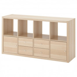   IKEA KALLAX Книжкова шафа дуб білий морений 147х77 (291.975.72)