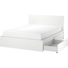   IKEA MALM Каркас высокий с 2 ящиками 140x200 bialy и LUROY основа под матрас (191.759.76)