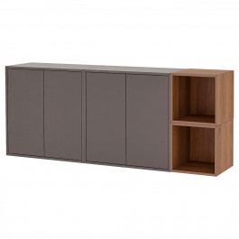   IKEA EKET Комбінація навісних шаф, темно-сірий/горіх, 175x35x70 см (294.927.47)