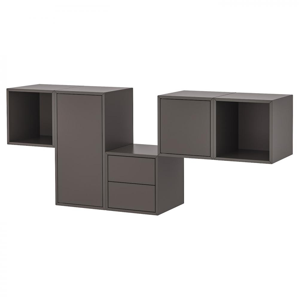 IKEA EKET Комбінація навісних шаф, темно-сіра, 175х35х70 см (093.293.90) - зображення 1