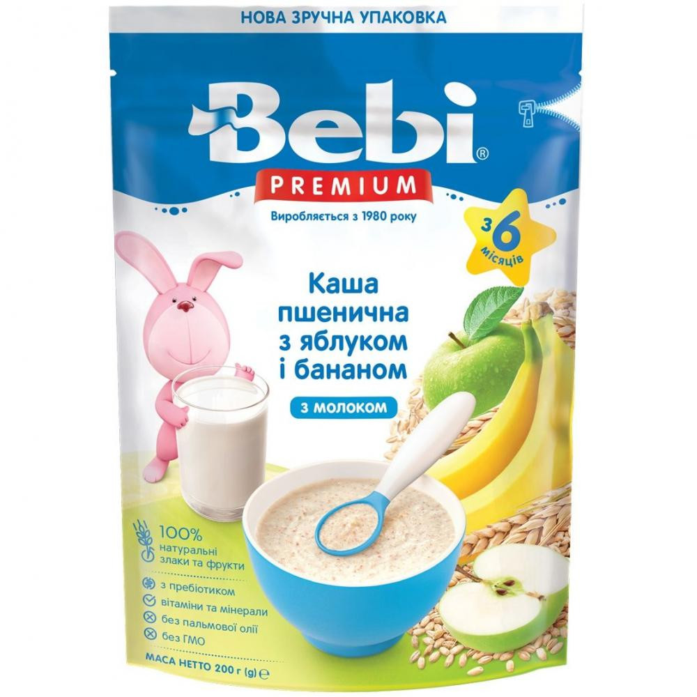 Bebi Молочная каша  Premium Пшеничная с яблоком и бананом, с 6 месяцев, 200 г - зображення 1