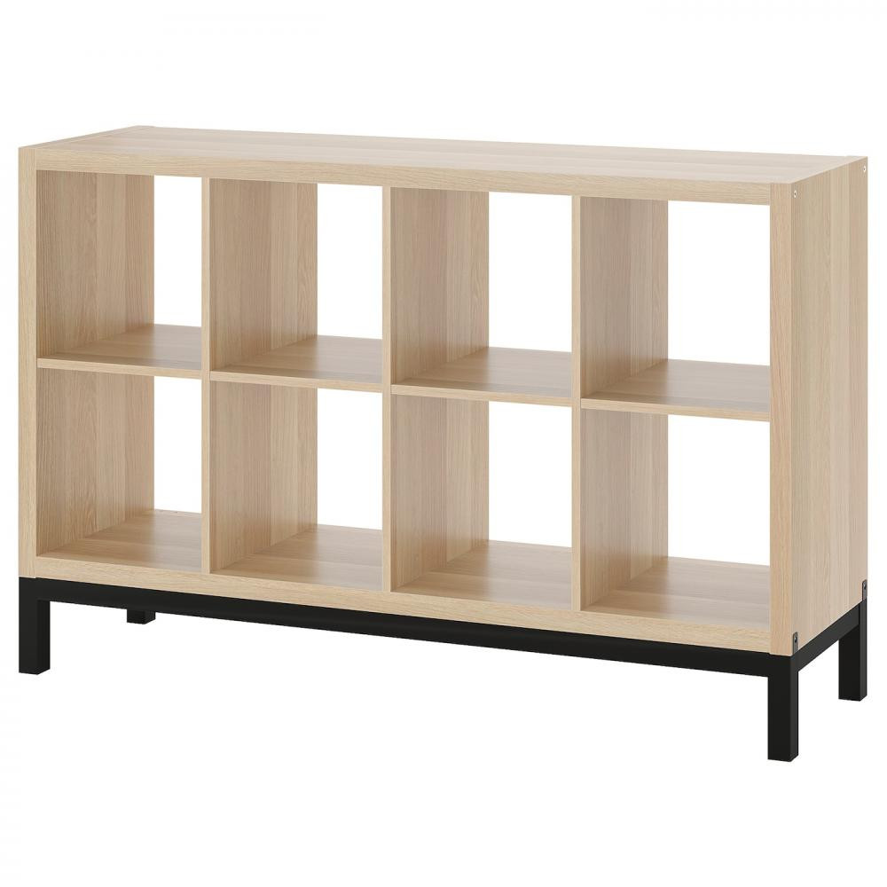 IKEA KALLAX Книжкова шафа білий/чорний морений дуб 147x94 (594.426.85) - зображення 1