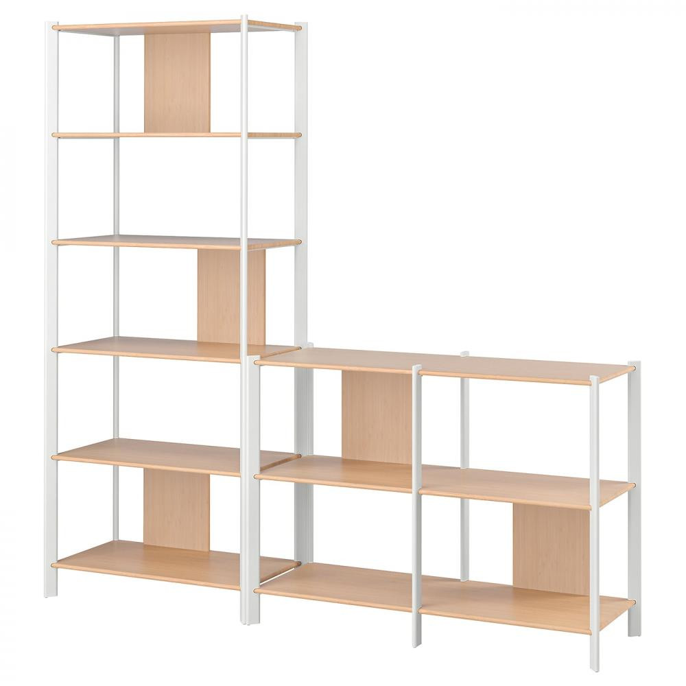 IKEA JATTESTA Книжкова шафа білий/світлий бамбук 200x195 (894.972.14) - зображення 1