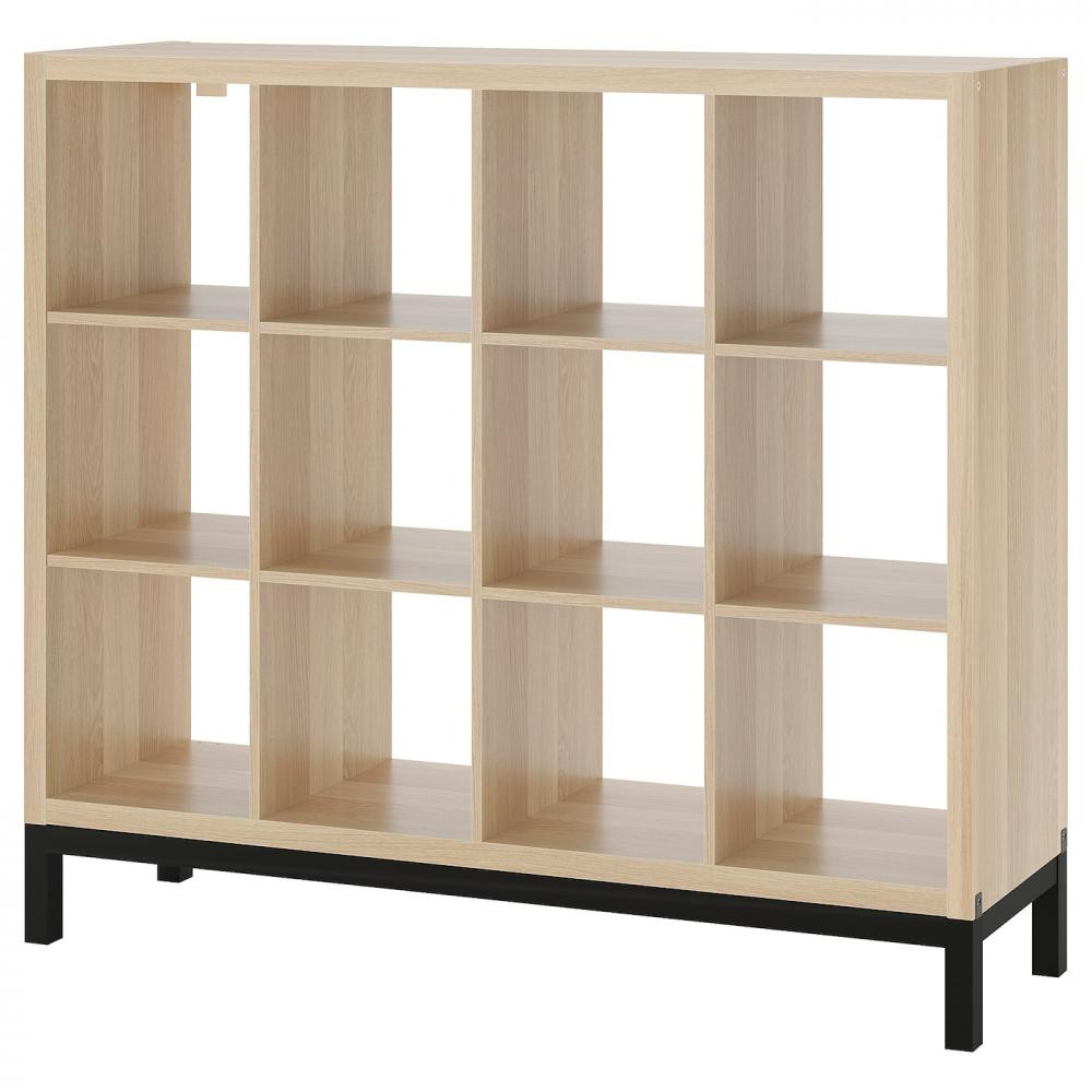 IKEA KALLAX Книжкова шафа білий/чорний морений дуб 147x129 (994.427.11) - зображення 1