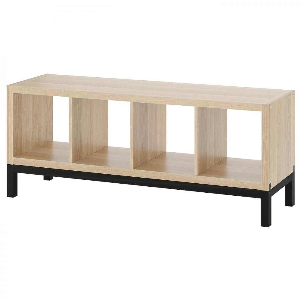 IKEA KALLAX Книжкова шафа білий/чорний морений дуб 147x59 (394.426.72) - зображення 1