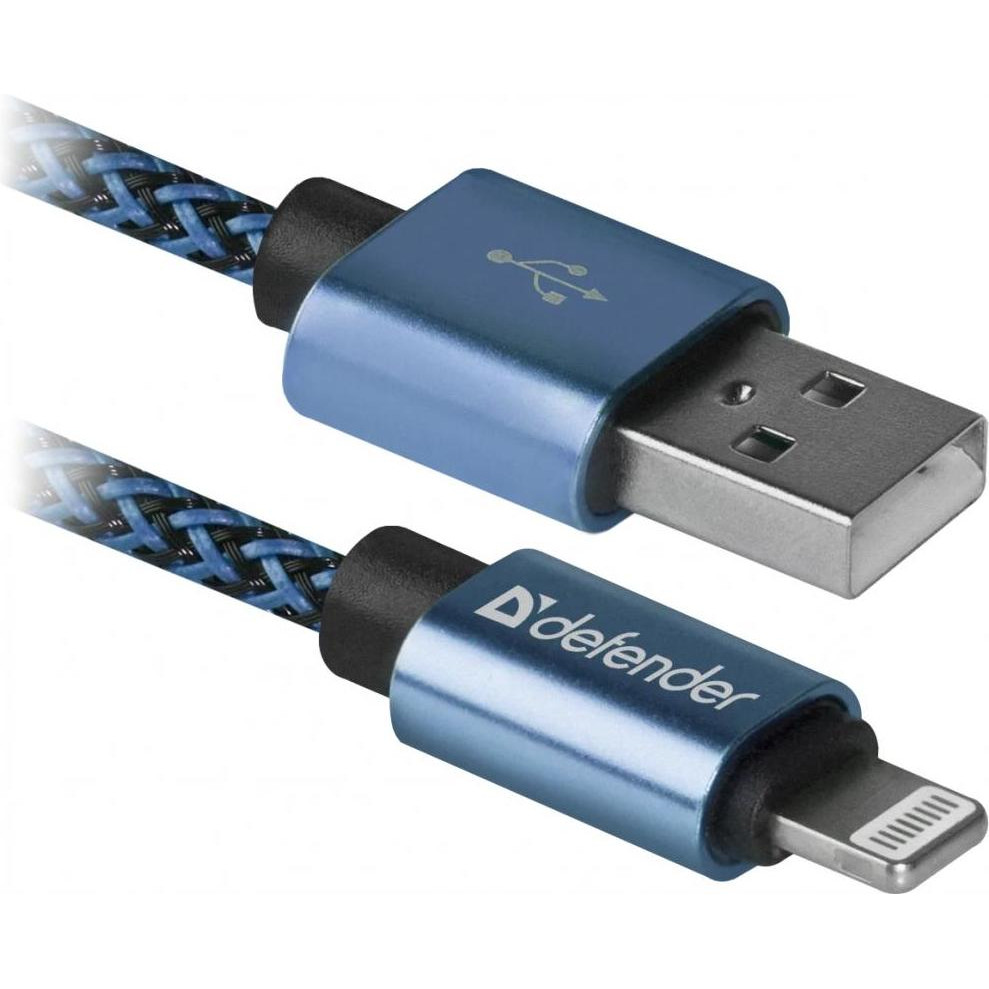 Defender ACH01-03T PRO USB2.0 AM/Apple Lightning Blue 1m (87811) - зображення 1