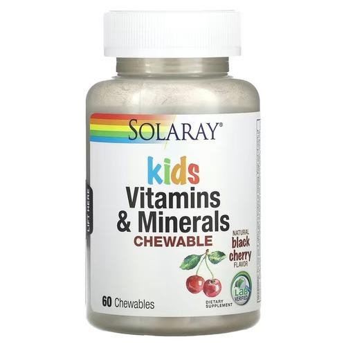 Solaray Мультивитамины для детей, Children's Vitamins and Minerals, , вкус вишни, 60 жевательных таблеток (S - зображення 1