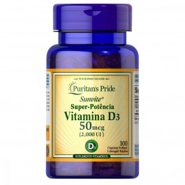   Puritan's Pride Витамин Д3 Vitamin D3 2000 МЕ 100 капсул (PTP17621)