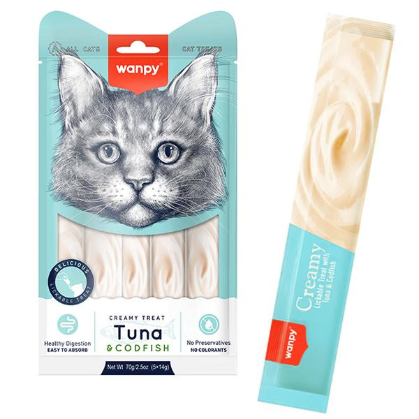 Wanpy Creamy Lickable Treats Tuna & Codfish 70 г RA-53 - зображення 1