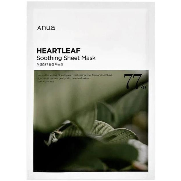 ANUA - Heartleaf 77% Soothing Sheet Mask - Зволожувальна і заспокійлива тканинна маска з екстрактом гутту - зображення 1