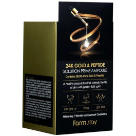   FarmStay Ампульная сыворотка для лица  24k Gold & Peptide Solution Prime Ampoule с золотом и пептидами 250 мл