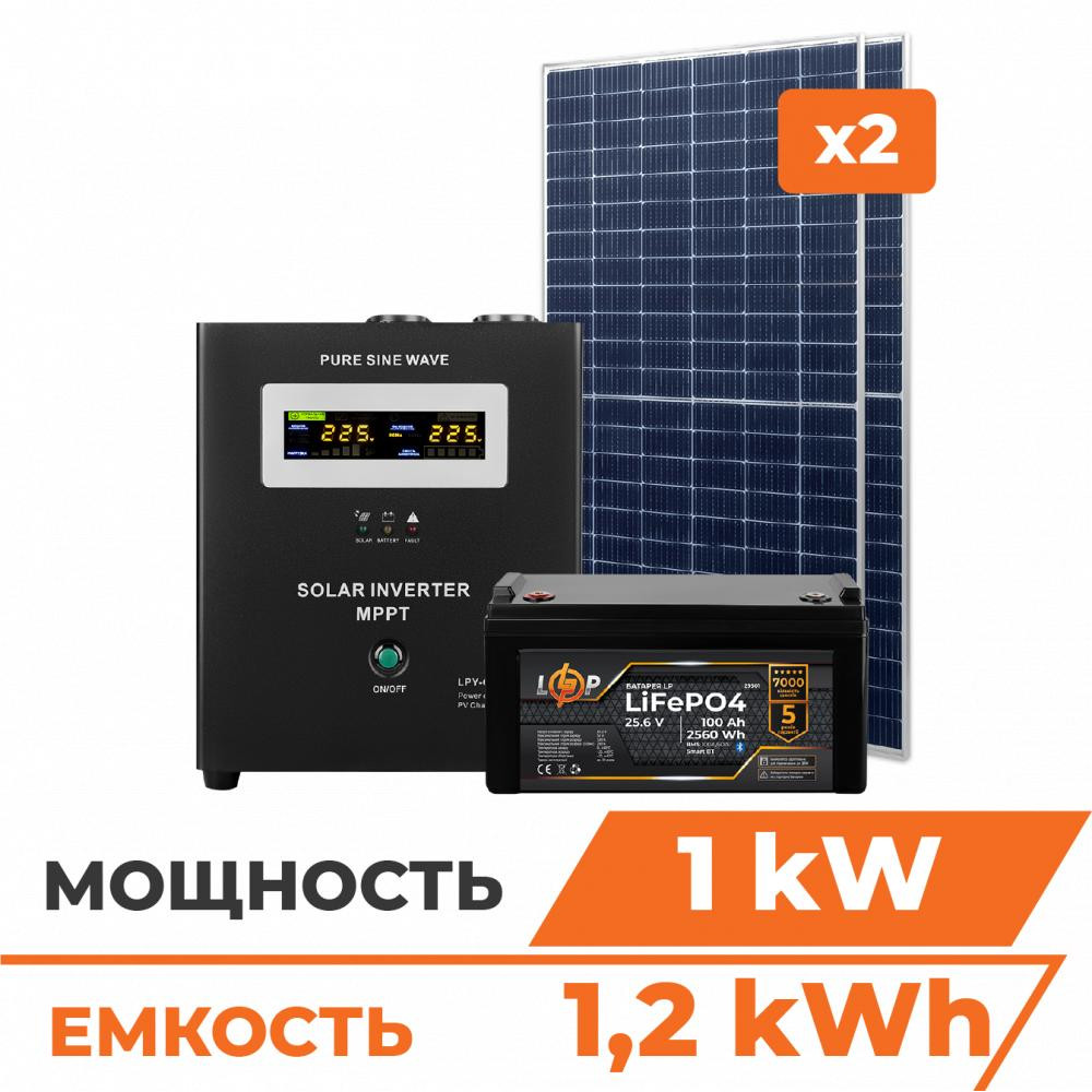 LogicPower Комплект СЕС 1kW АКБ 1.2kWh (літій)100 Ah Преміум (31224) - зображення 1