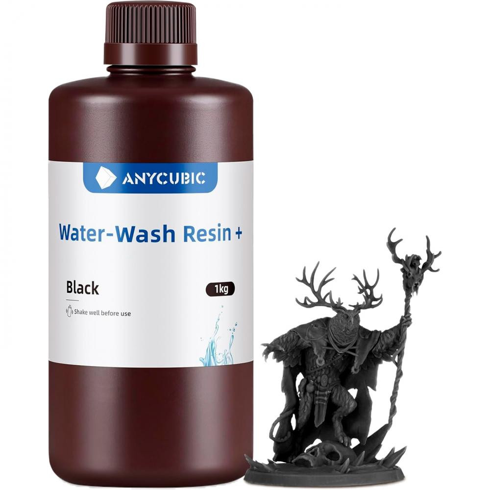 Anycubic Фотополімерна смола  Water-wash Resin Plus, 1кг, чорний (SSXBK-104D) - зображення 1