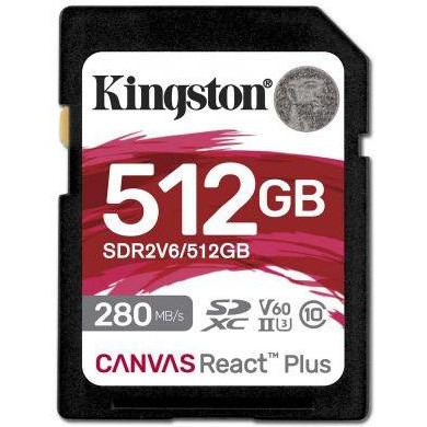 Kingston 512 GB SDXC Canvas React Plus UHS-II U3 V60 Class 10 (SDR2V6/512GB) - зображення 1