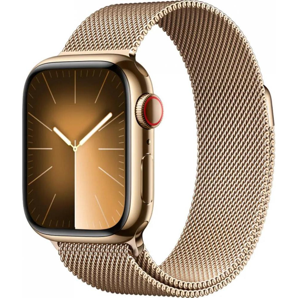 Apple Watch Series 9 GPS + Cellular 45mm Gold S. Steel Case w. Gold Milanese Loop (MRMU3) - зображення 1