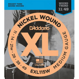   D'Addario EXL115W Nickel Wound Medium/Blues-Jazz Rock Electric Wound 3rd 11/49