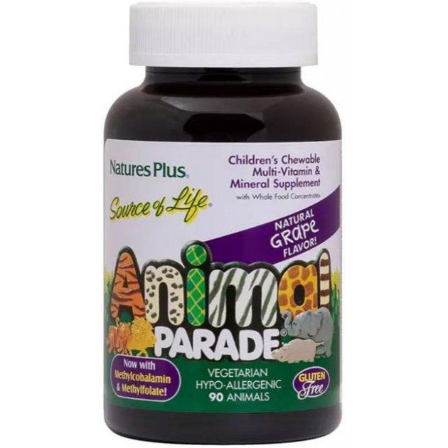 Nature's Plus Мультивітаміни для Дітей, Смак Винограду, Animal Parade, , 90 жувальних таблеток (097467299849) - зображення 1