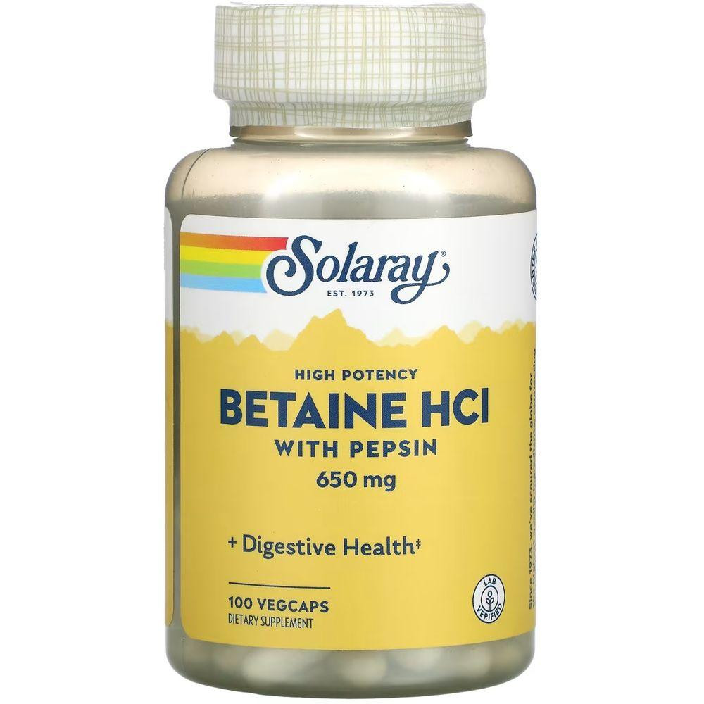 Solaray Betaine HCL with Pepsin 100 капсул - зображення 1