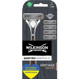   Wilkinson Sword Бритва  Quattro Vintage Edition для чоловіків з 4 картриджами (4027800205301)