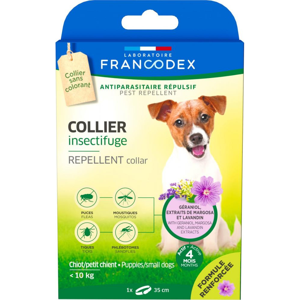 Francodex Repellent Collar нашийник від бліх та кліщів для собак вагою до 10 кг та цуценят, 35 см (32830217548 - зображення 1