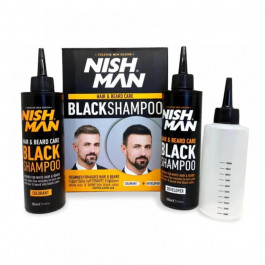   Nishman Шампунь для маскування сивини  Hair&Beard Care Black Shampoo Bundle 2 x 200 мл