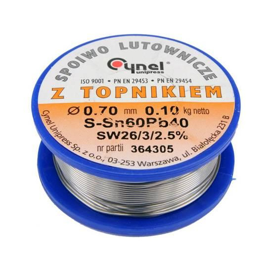 Cynel Sn60Pb40, O0,7мм, 100г, дротяний на котушці з флюсом - зображення 1