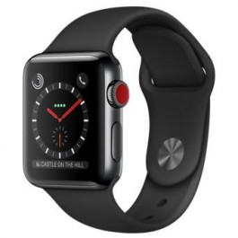   Apple Watch Series 3 GPS + Cellular 38mm Space Black Stainless Steel w. Black Sport B. (MQJW2)