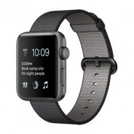   Apple Watch Series 2 38mm Space Gray Aluminum Case with Black Woven Nylon Sport Band (MP052)