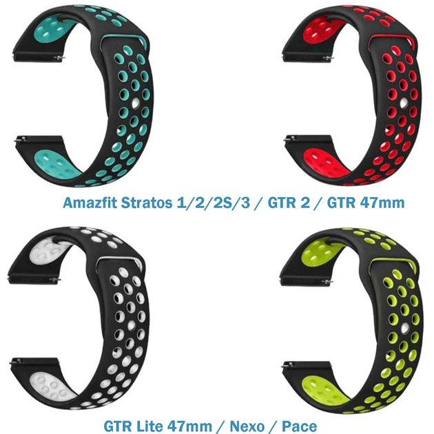 BeCover Набор ремешков 4 цвета Vents Style  для Amazfit Stratos 1/2/2S/3 / GTR 2 / GTR 47mm / GTR Lite 47mm - зображення 1