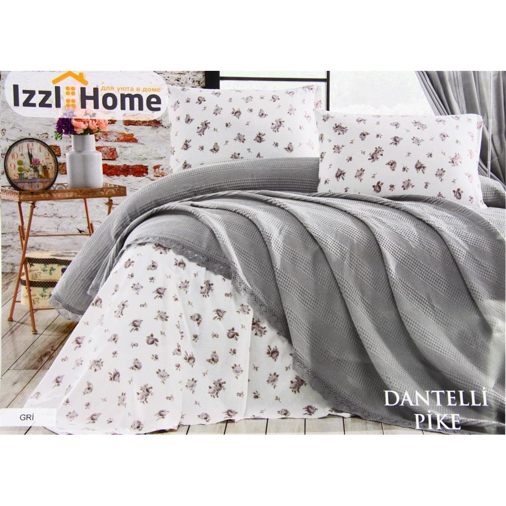 Izzi Home Покрывало-плед хлопковое Dantel  серое 220х240 см (555199) - зображення 1