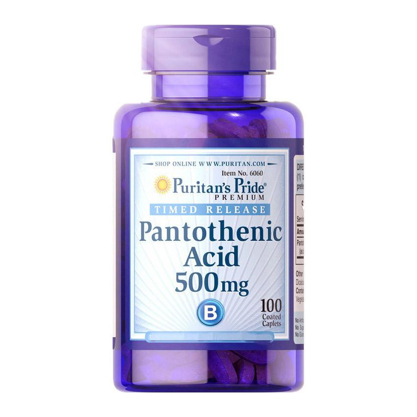 Puritan's Pride Pantothenic Acid 500 mg (100 caplets) - зображення 1