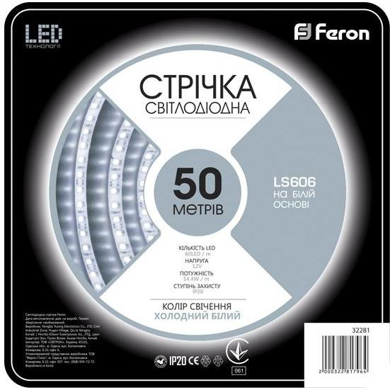 FERON SANAN LS606 60SMD / м 12V IP20 50 м білий (32281) - зображення 1