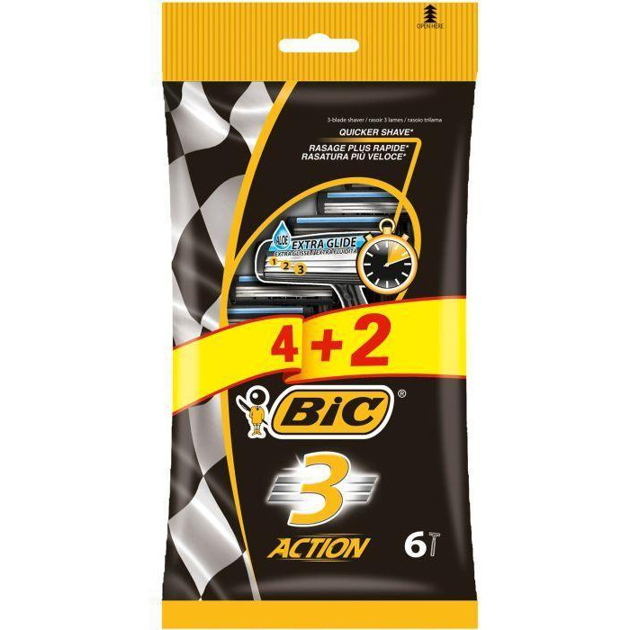 BIC Action 3 Набор бритв без сменных картриджей 4 + 2 шт. (3086123399327) - зображення 1