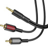 Borofone BL11 mini-jack 3.5 мм - 2RCA 1.5м Black (BL11B) - зображення 1