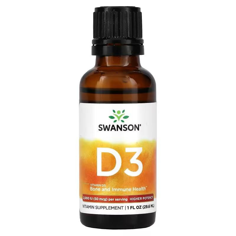 Swanson Vitamin D3 Higher Potency 2,000 IU (50 мкг) 29,6 мл - зображення 1