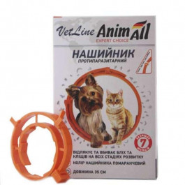   AnimAll Ошейник противопаразитарный VetLine для кошек и собак 35 см 69635 Оранжевый (4820150202880)