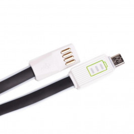   Drobak USB 2.0 - Micro USB 12A LED плоский Black 1m (218762)