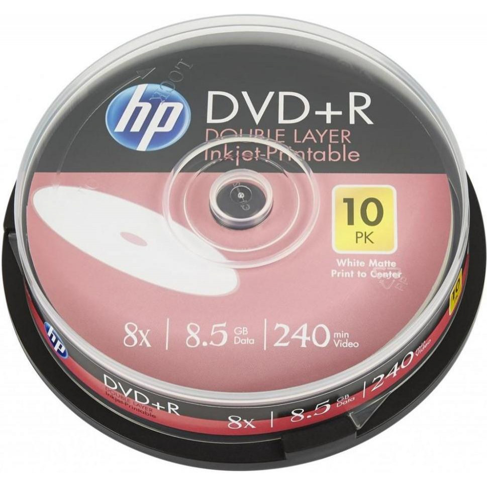 HP DVD+R 8.5 GB 8X DL IJ Print 10pcs/spindle (69306/DRE00060WIP-3) - зображення 1