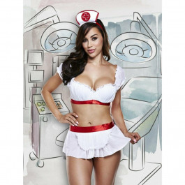   Baci Cheeky Nurse Lingerie White/Red OS (BAC1224)