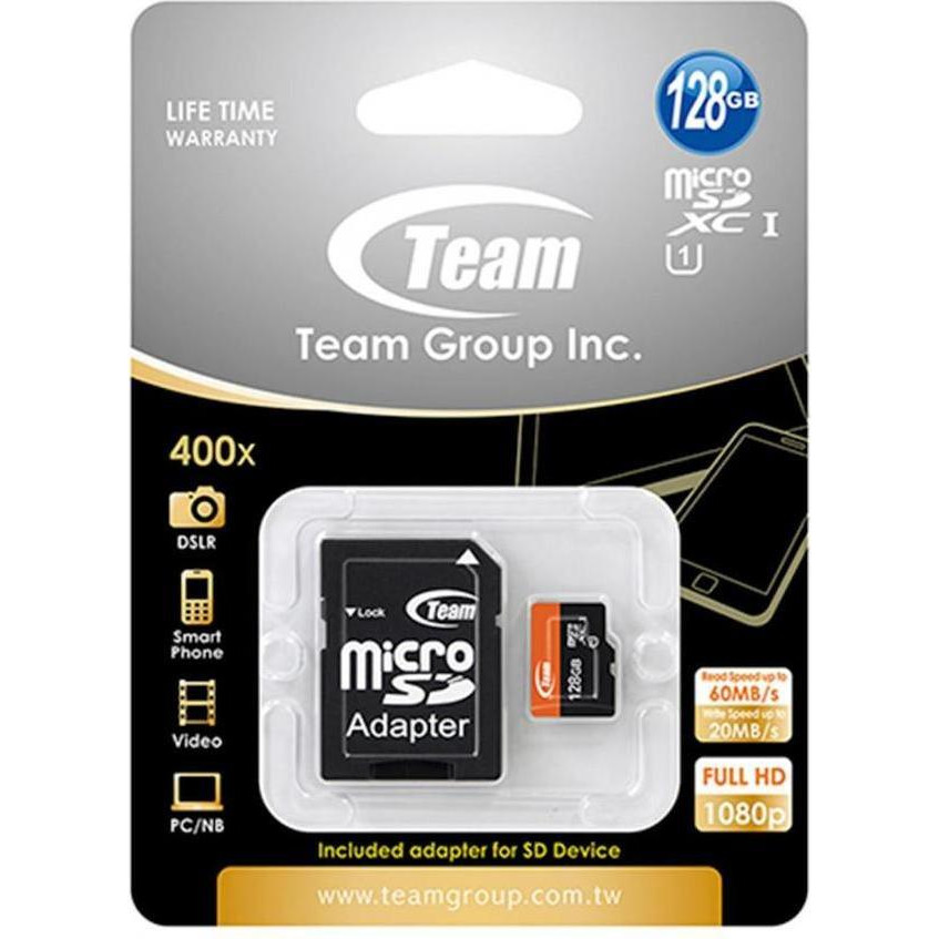 TEAM 128 GB microSDXC UHS-I + SD Adapter TUSDX128GUHS03 - зображення 1