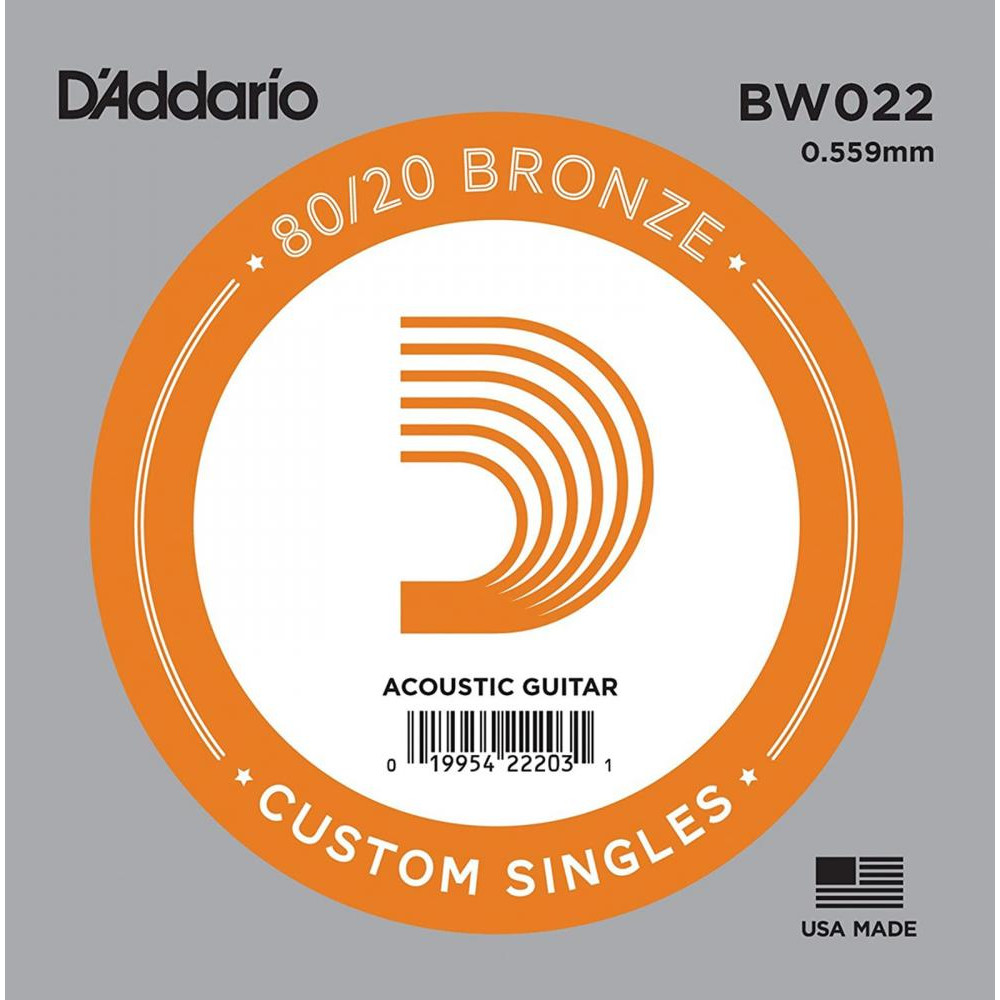 D'Addario Струна BW022 80/20 Bronze .022 - зображення 1