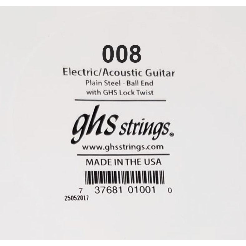 GHS Strings Струна GHS 008 Plain Steel Ball End Single Guitar String .008 - зображення 1