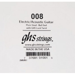   GHS Strings Струна GHS 008 Plain Steel Ball End Single Guitar String .008