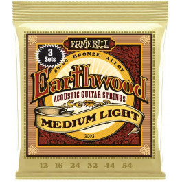   Ernie Ball 3 Sets P3003 Earthwood Acoustic 80/20 Bronze Medium Light 12/54